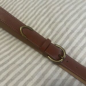 Old Navy Brown Leather Belt with Gold/brass Buckle